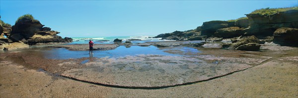 Панорама приливно-отливной зоны недалеко от Pancake Rocks